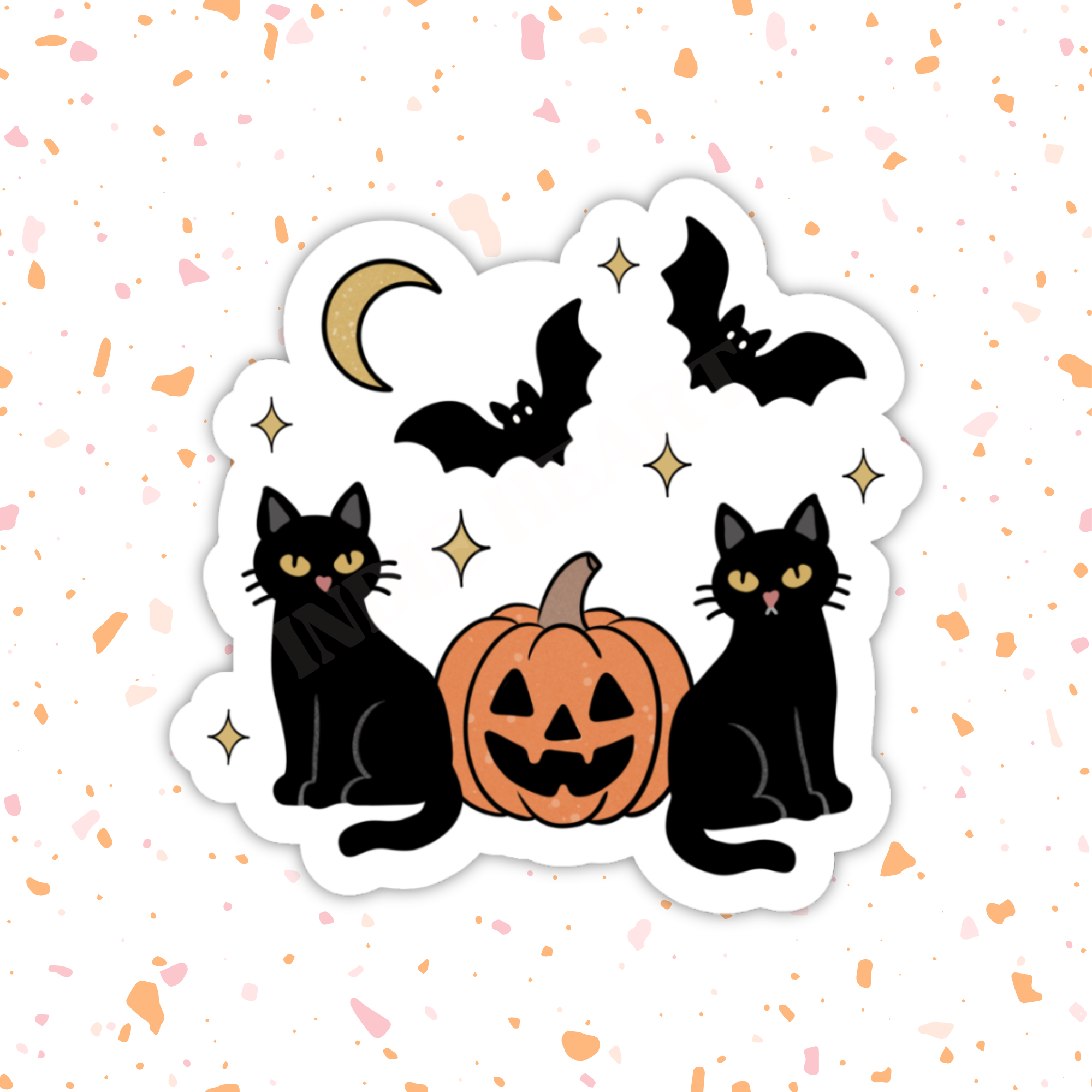 Indie Heart Studio - Wholesale Sticker - Vintage Black Cats Sticker – Halloween, Glossy Vinyl 2