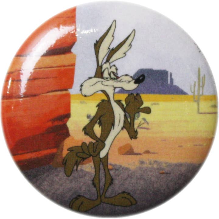 Botón con alfiler de 1,25 pulgadas, de Looney Tunes, de Wile E. Coyote para venta al por mayor de Square Deal Recordings & Supplies