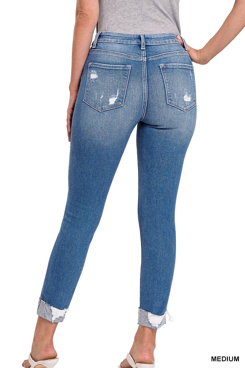 MEDIUM  ....42POPS DISTRESSED CUFFED SKINNY JEANS for wholesale on Faire1