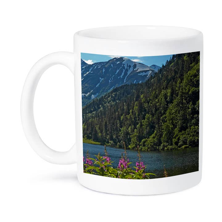 3dRose – wholesale Coffee mug – 3dRose, Fireweed on lakeshore and mountains on the road to Seward Alaska, Mug8