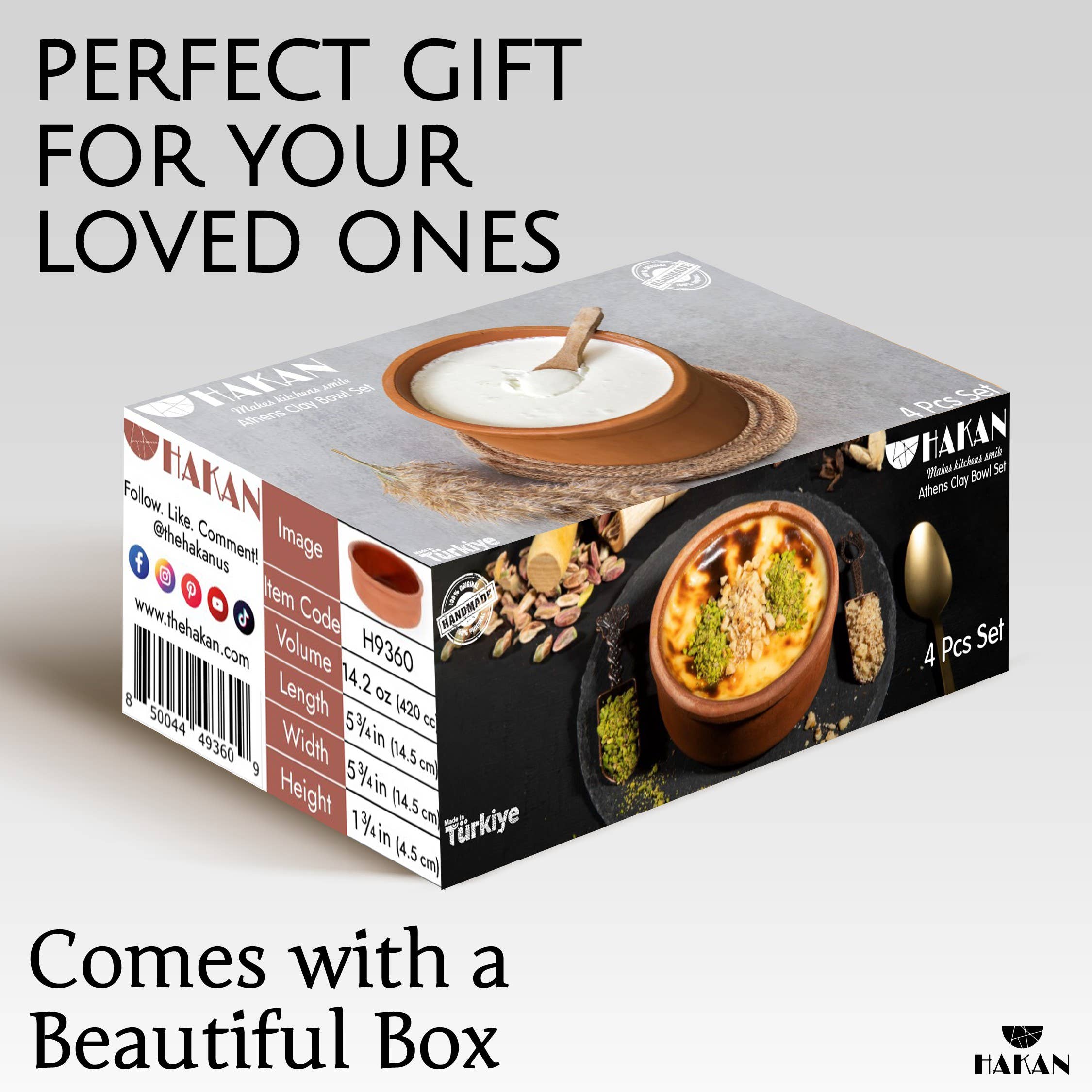 Hakan - Vente Marmites - Ensemble de 4 bols en argile Hakan Athens, bols en terre cuite de 5,7 pouces5