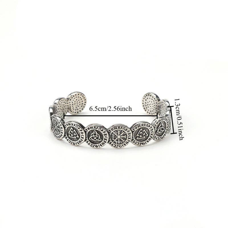 Silver Viking Odin Bracelet Men Retro Norse Shield Rune Jewelry for wholesale on Faire3