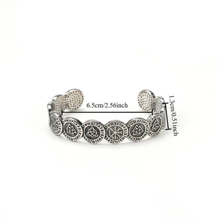 Silver Viking Odin Bracelet Men Retro Norse Shield Rune Jewelry for wholesale on Faire3
