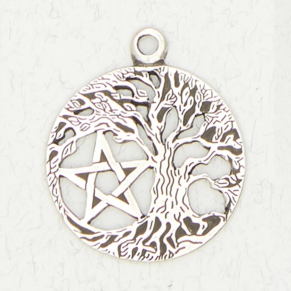 Nirvana LLC - Wholesale Individual Charm/Pendant - Wicca Pewter Pendant Necklace - Pentacle in Tree of Life