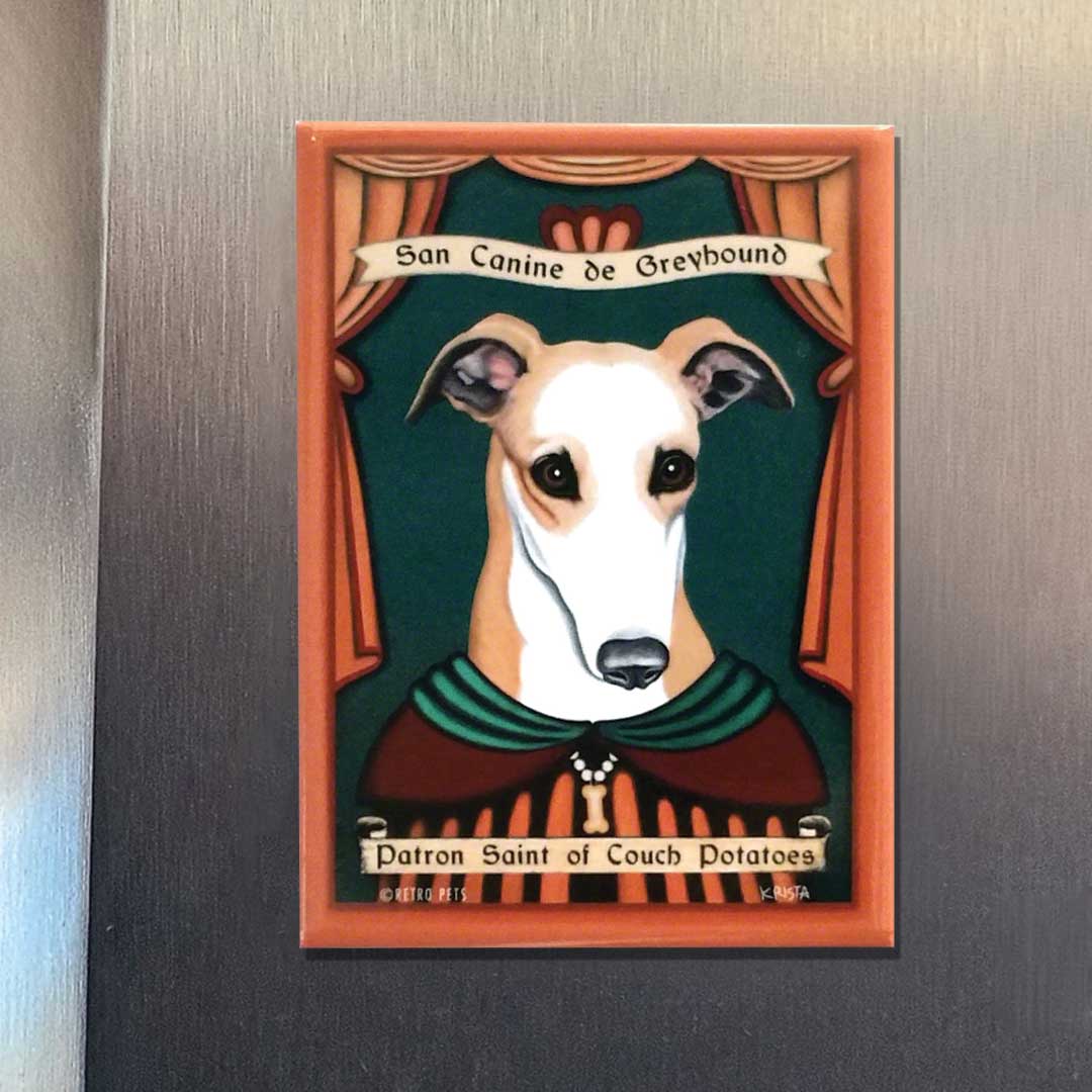 Retro Pets - Wholesale Magnet - Greyhound SaintCouchPotatoes 4-Pack Refrigerator Magnets1