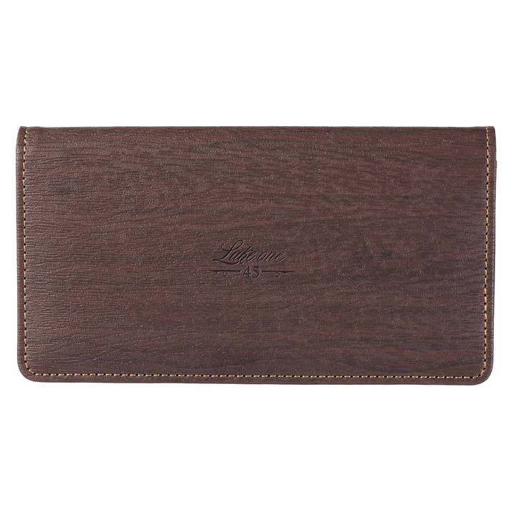 Christian Art Gifts - Wholesale Wallet - Women's - Checkbook Wallet Blue/Brown Blessed is She Luke 1:45