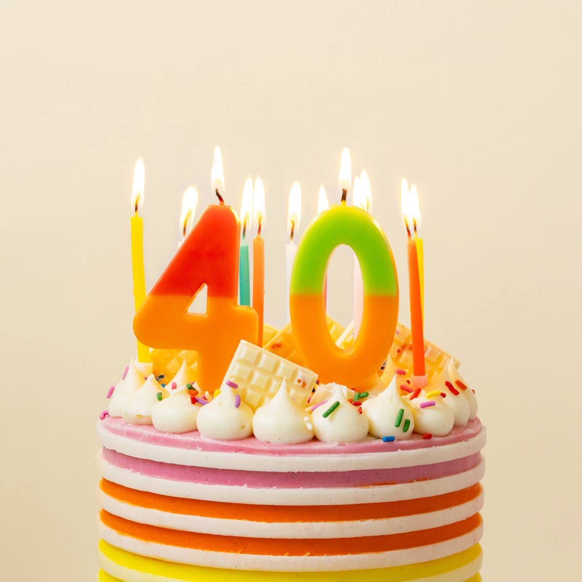 Talking Tables USA - Wholesale Cake Candle - 2 Tone Ombre Orange Birthday Number Candles | 0-9 | Single |13