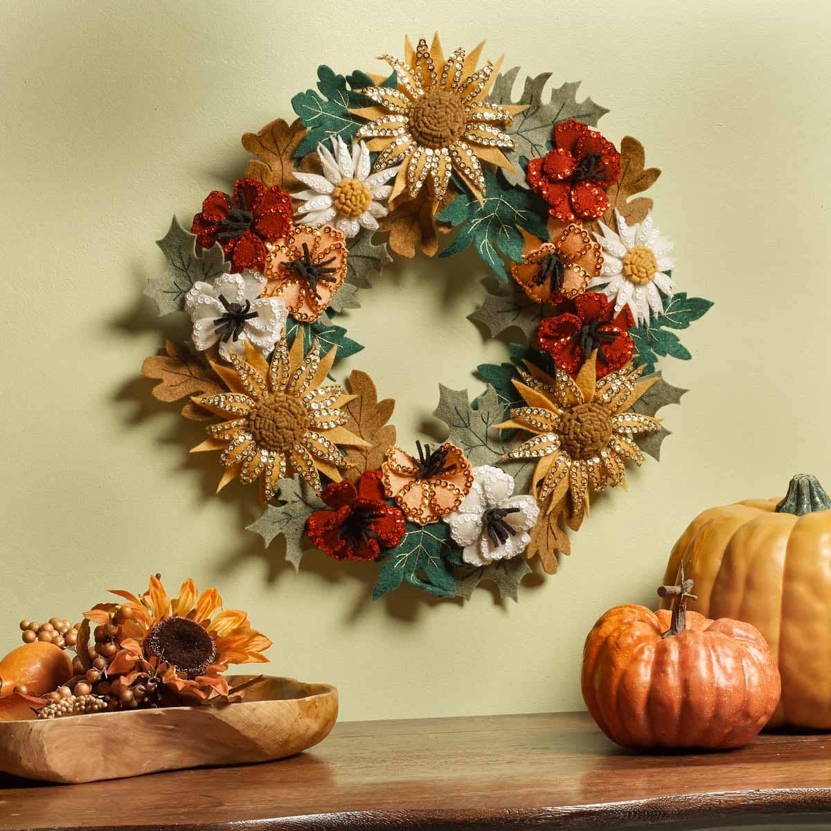 Plaid Crafts - Wholesale DIY Craft Kit - Bucilla ® Seasonal Felt Home Decor - Floral Fall Wreath3