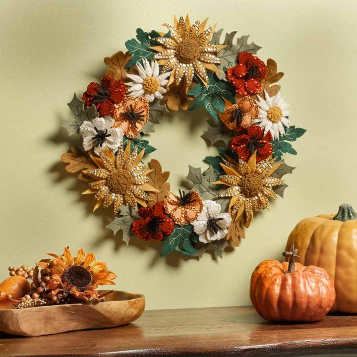 Plaid Crafts - Wholesale DIY Craft Kit - Bucilla ® Seasonal Felt Home Decor - Floral Fall Wreath3
