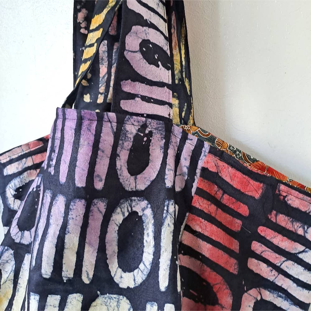 Urbanknit - Wholesale Tote Bag - Women's - African cotton batik Cube tote- Digits2