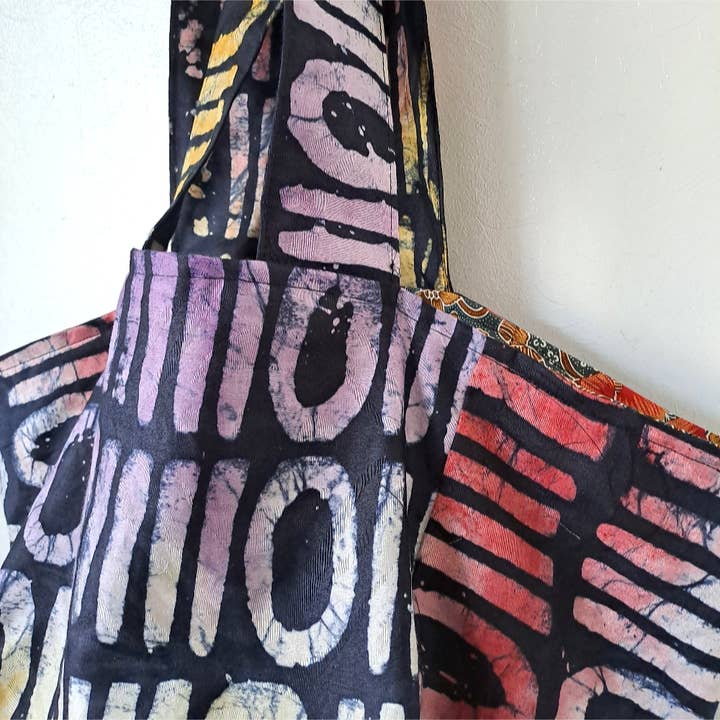 Urbanknit - Vente Tote bag – femme - Sac Cube africain en coton batik- Digits2