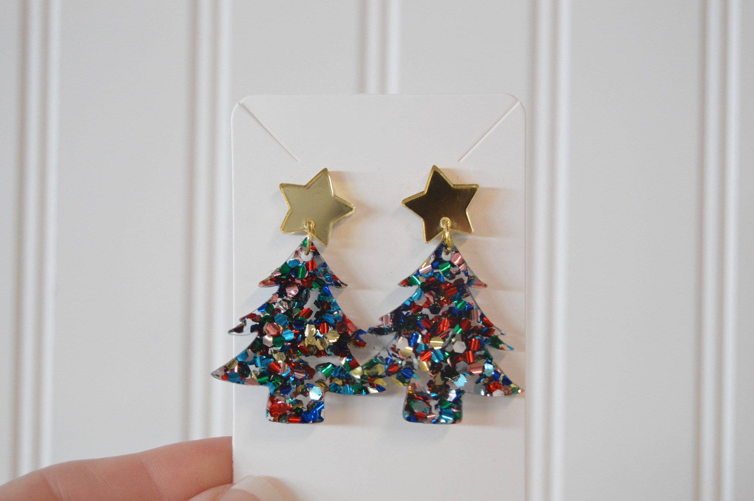 The Adorned Fox – wholesale Dangle earrings – Colorful Christmas Tree Earrings, Earrings, Confetti Earring6