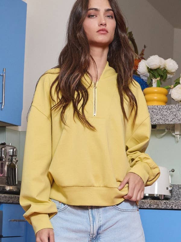 BUCKETLIST - Wholesale Sweatshirt – Women's - IT2154 Half Zip-up Scuba Sweatshirts49