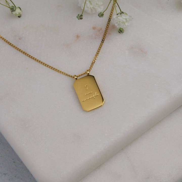 MantraBand - Wholesale Pendant/Charm Necklace - I Am Enough - 18k Gold-Dipped necklace3