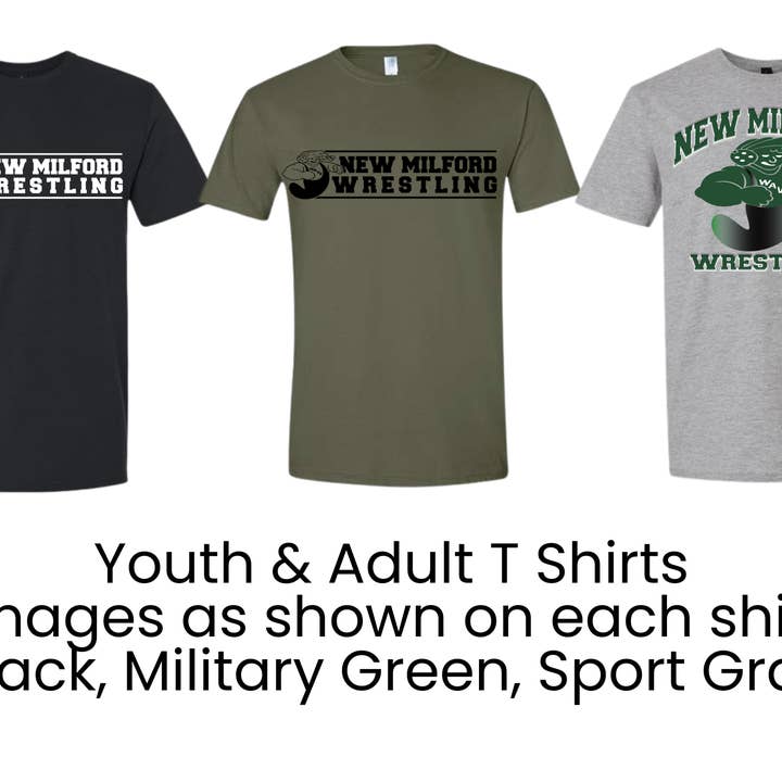 Designs de T-shirts de Wrestling NMWA New Milford conforme mostrado - Juvenil & Adulto por atacado de Lasting Impressions CT