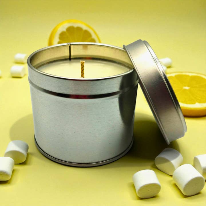Lunar Fragrances – wholesale Travel candles – Marshmallow & Lemon Buttercream White Label Tin Candle