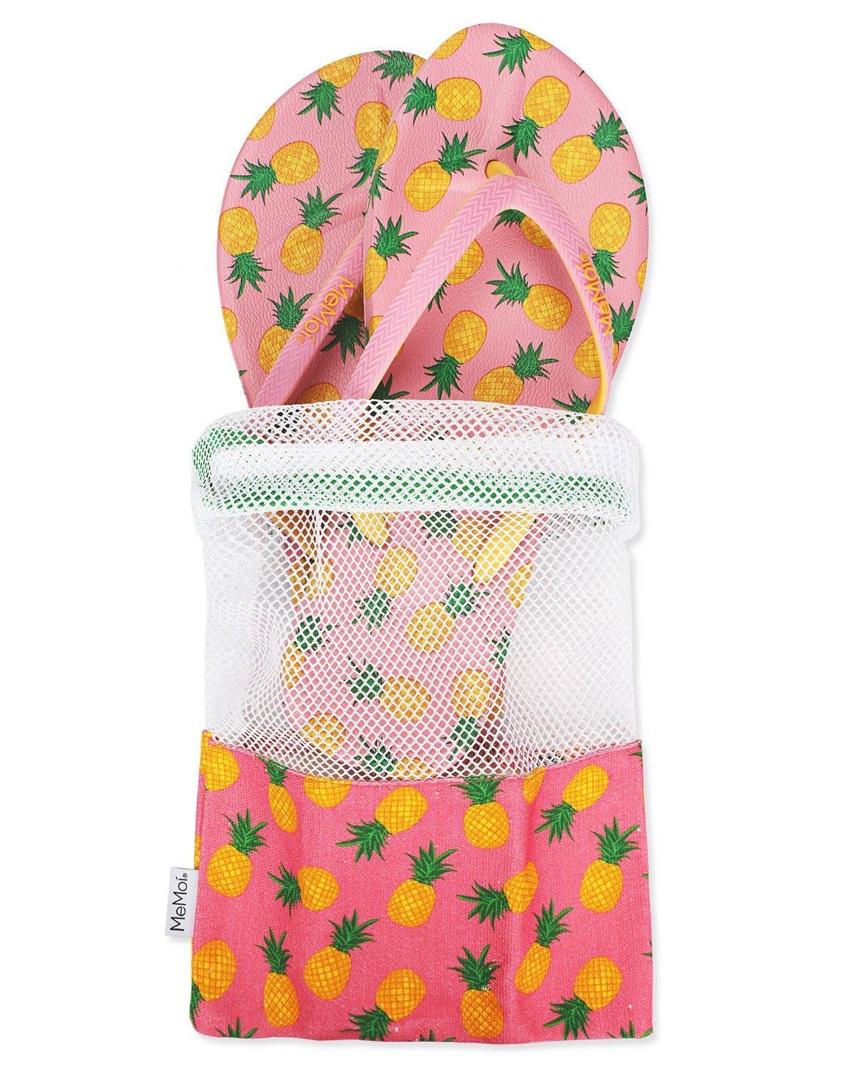 Confetti Pink Women's Pineapple Flip Flops & Mesh Bag Set for wholesale on Faire5