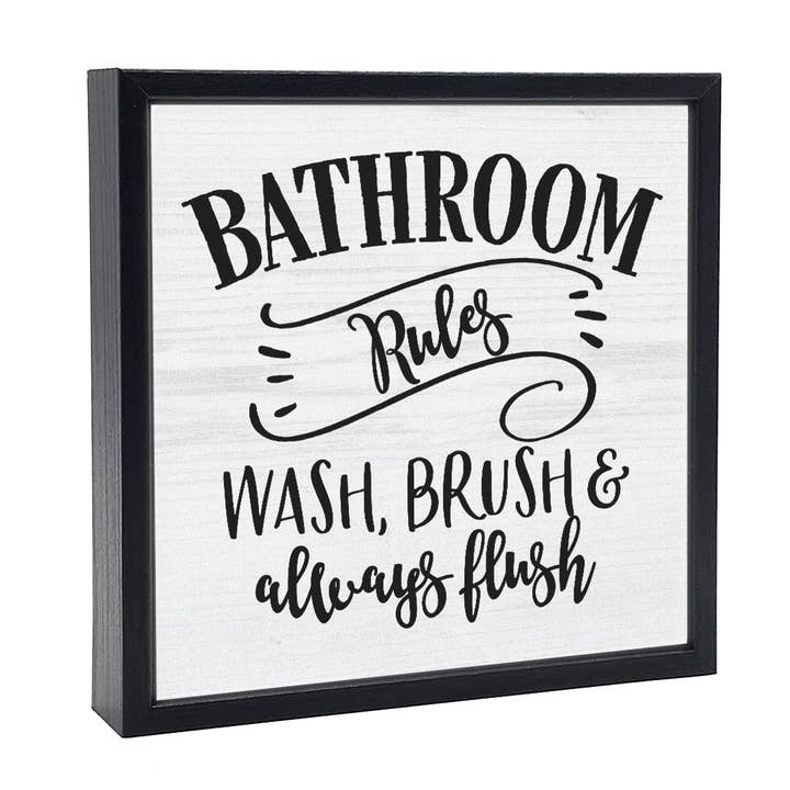 Bathroom Rules | Wood Sign for wholesale by Pinetree Innovations