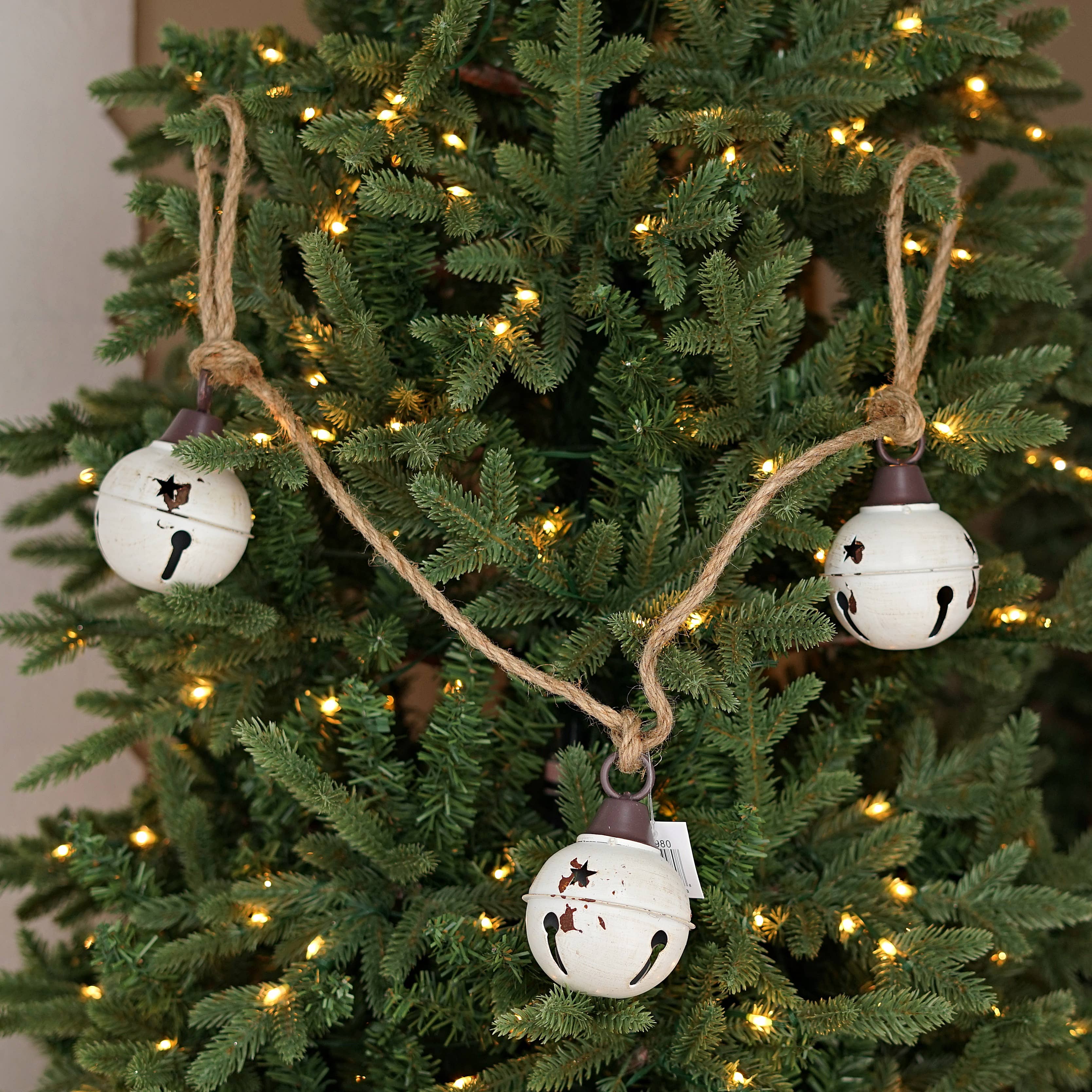 Impressive Enterprises, Inc. - Wholesale Ornament Set - M9980- 3ftL Bell Jute String x3-cream- 3.25"x3.25"x4.25"0