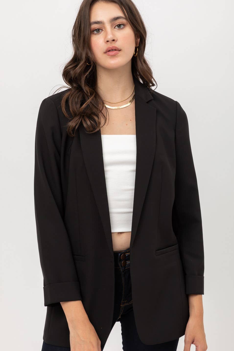 42POPS – Blazer - Mulher por atacado – Blazer Clássico Sólido Tecido14