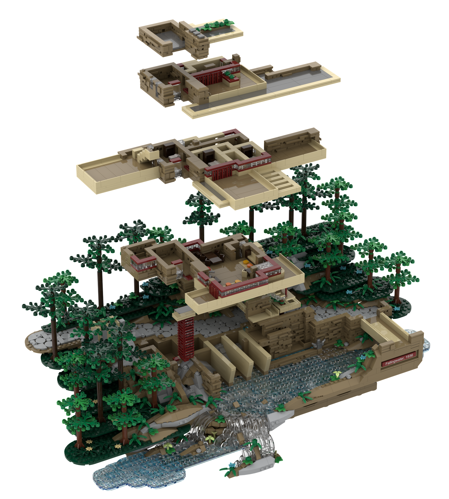 The Atom Brick - Wholesale Building Set - Kids - The Atom Brick Fallingwater® Building Set1