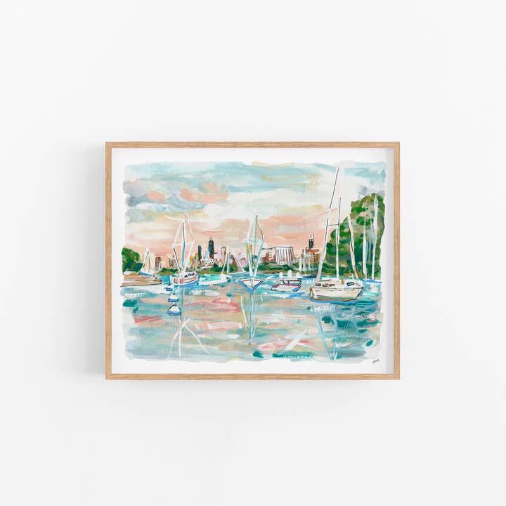 Rachel Reynolds Art - Wholesale Art Print - Sailing The City, Chicago Art Print1