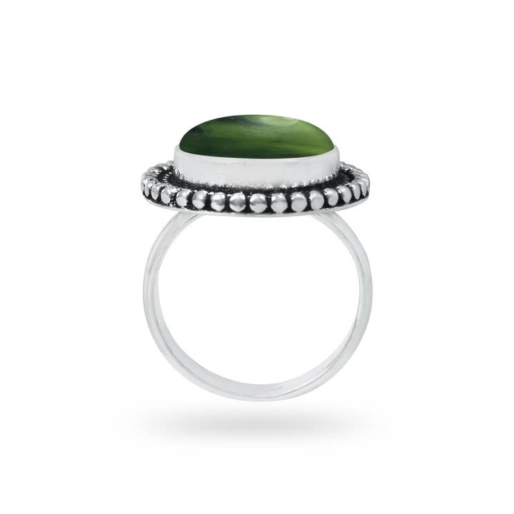 Handmade Jewels - Wholesale Cocktail/Statement Ring - Nephrite Jade Rings – Handmade, Silver-Plated, Bohemian (Made To Order)1