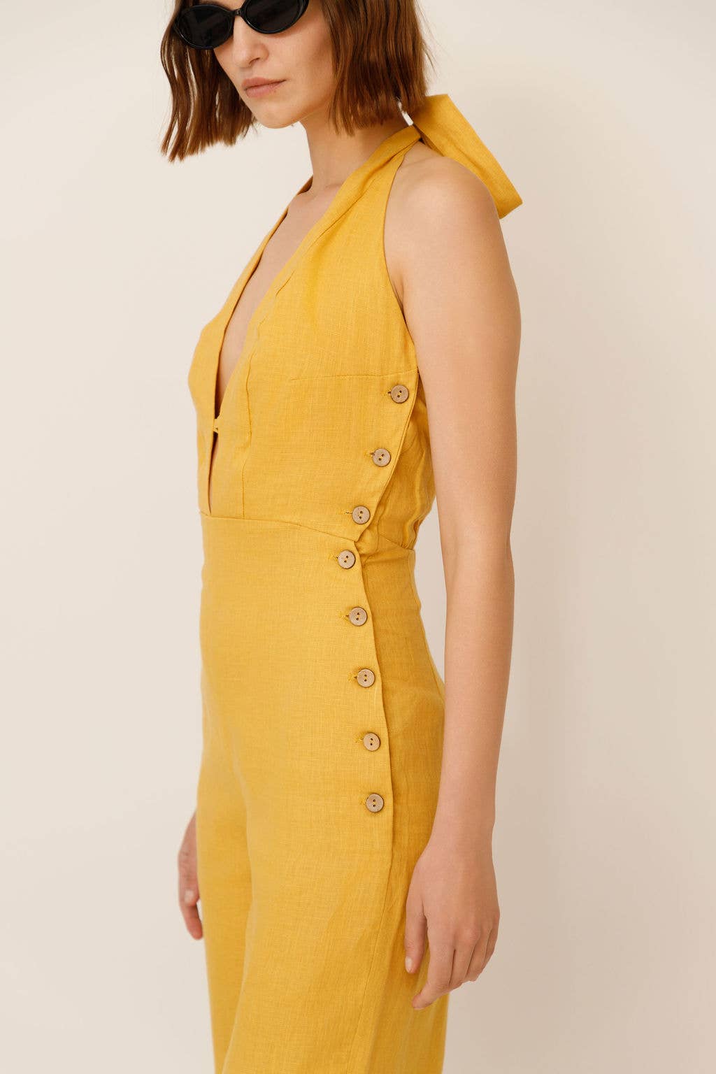 WUESTE - Wholesale Jumpsuit - Women's - Keoni Deep V Linen Jumpsuit4