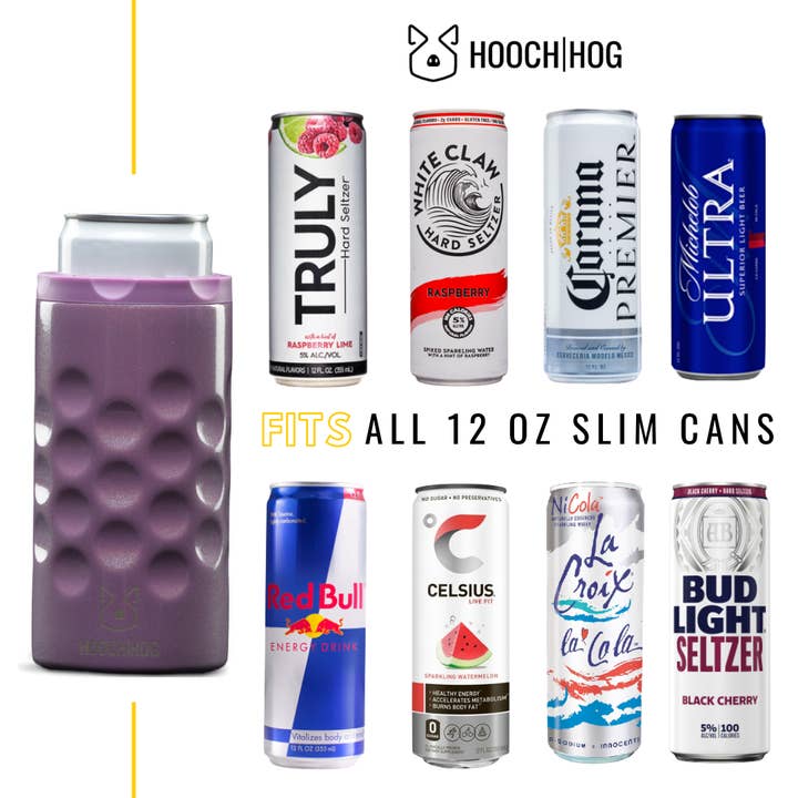 Hooch Hog - Venta al por mayor Fundas para recipientes de bebida - The Skinny Can Cooler [Purple Glitter1