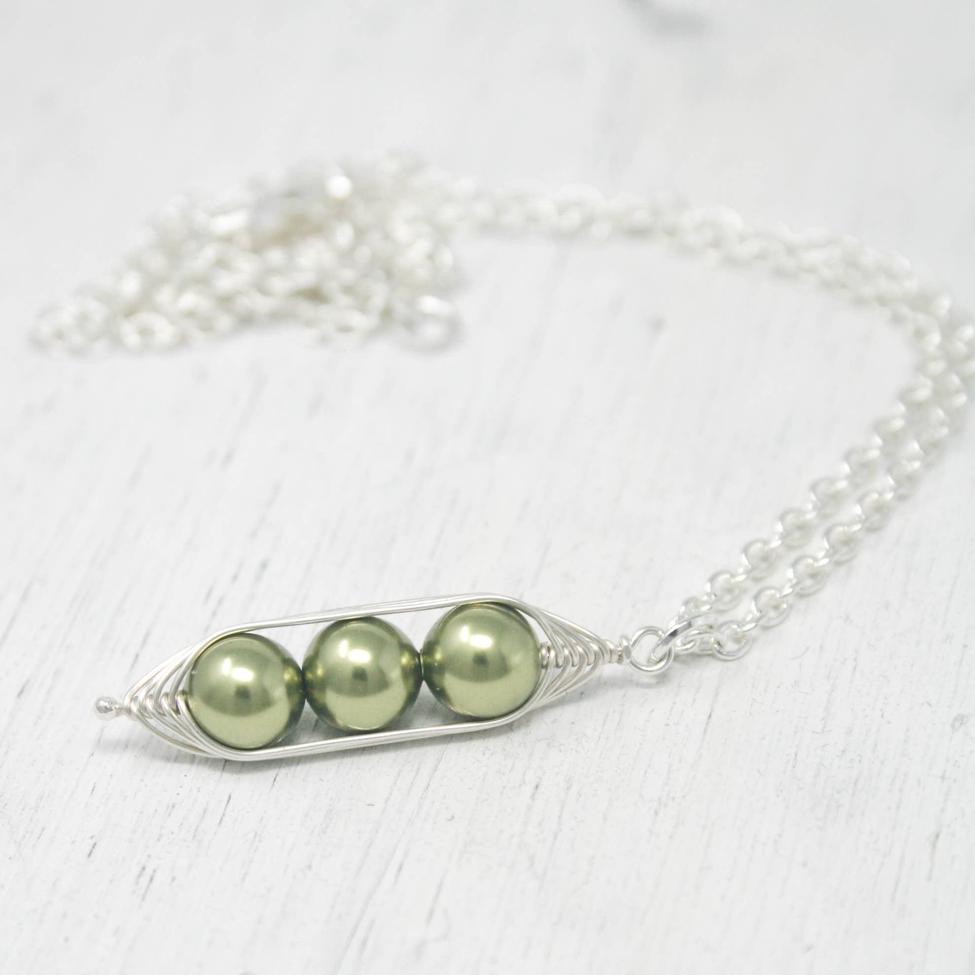 Rising Jewelry - Wholesale Pendant/Charm Necklace - Pea pod necklace, Green, Peapod Jewelry, Mothers Day Gift7