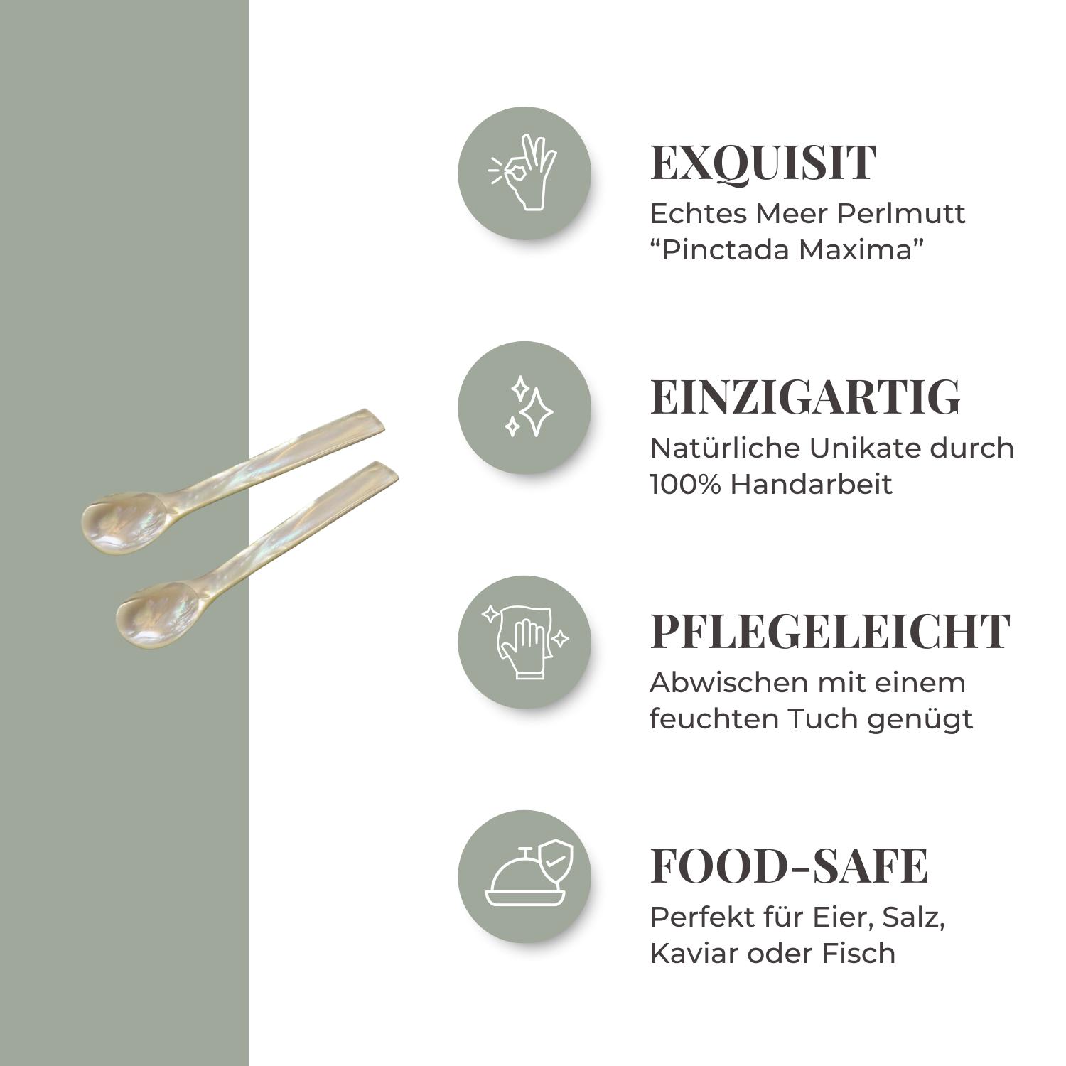 EDZARD - Wholesale Table Spoon (Cutlery) - Set of 4 Mother-of-Pearl Caviar Spoons , straight corners6