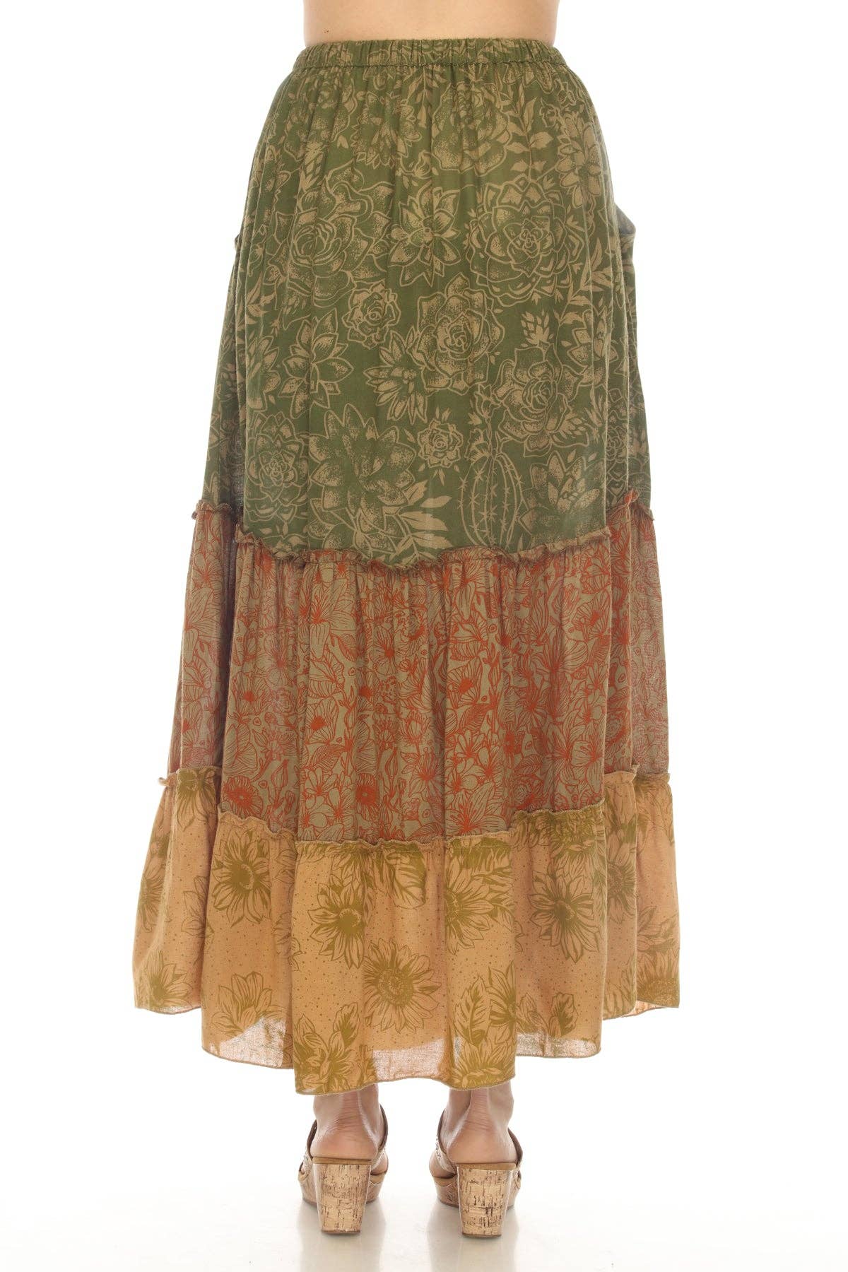 Lakhays Collection Inc. - Wholesale Skirt - Women's - Cactus Garden Tiered Maxi Skirt1