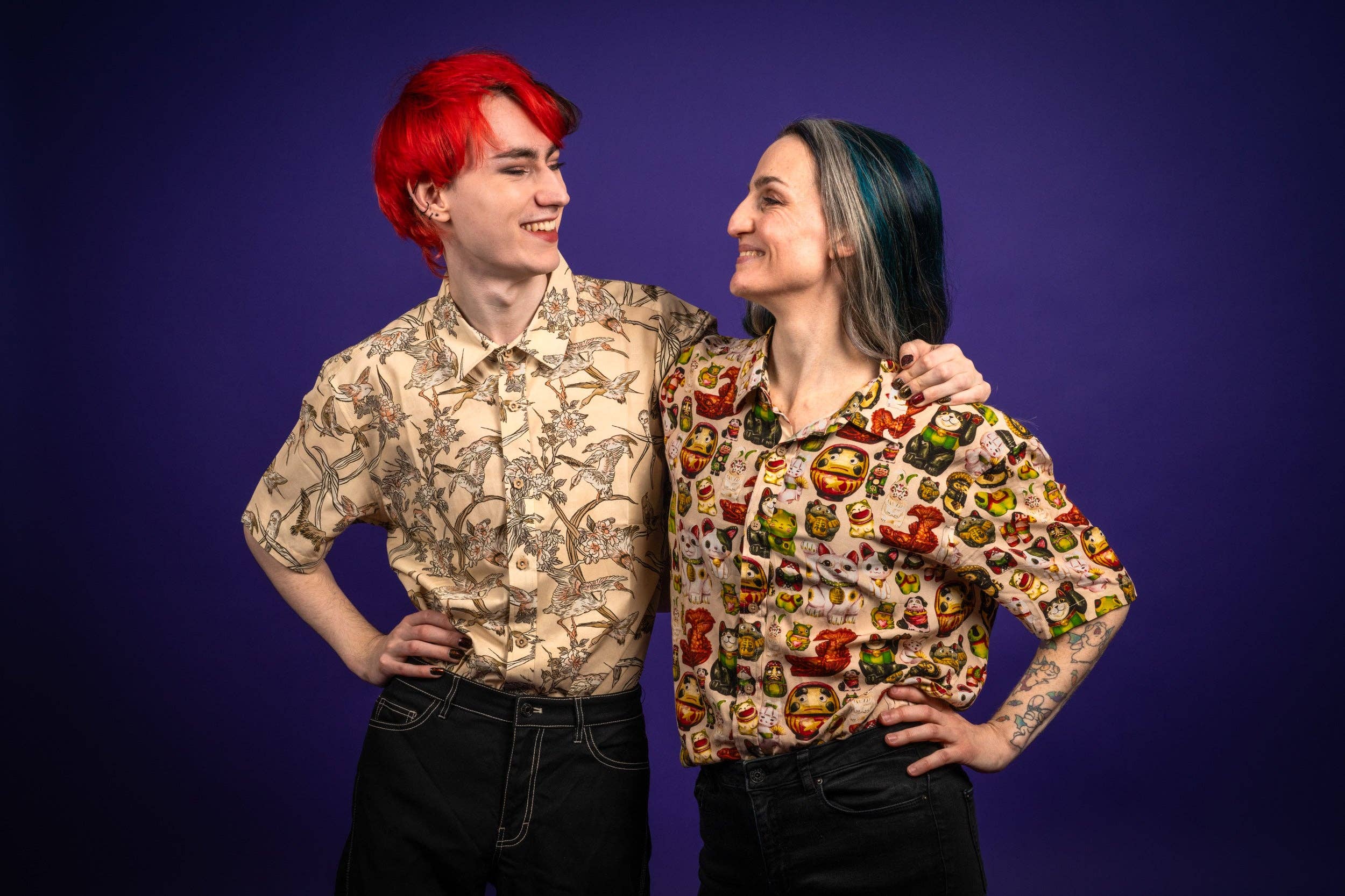 Kabujiro - Wholesale Button Down Shirt - Unisex - Ukiyo-e Birds – Button-Up Shirt3