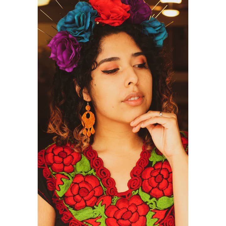 Skye Eclisse Jewelry - Vendita all'ingrosso Orecchini pendenti - Orecchini messicani in oro per donna, orecchini Frida Kahlo2