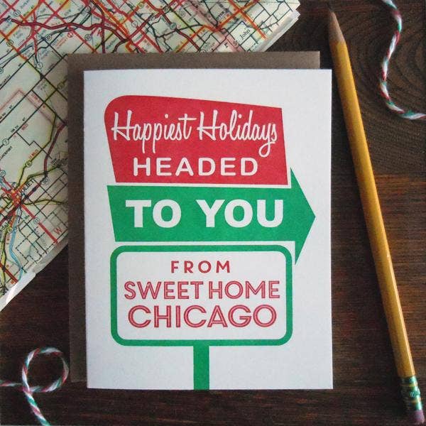 a. favorite design - Wholesale Season's Greetings Card - holiday sweet home chicago roadside sign0