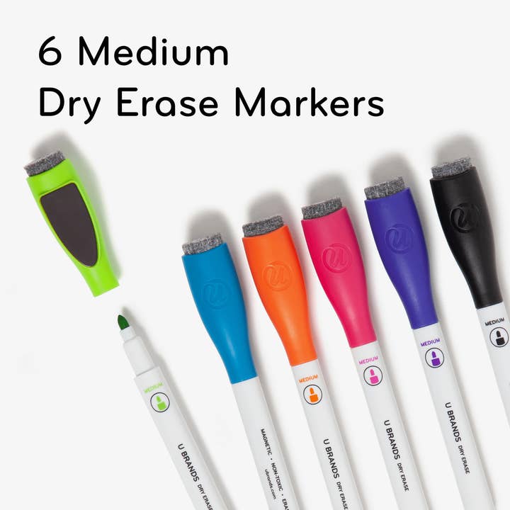 U Brands - Wholesale Marker - U Brands Bold & Bright Magnetic Dry Erase Markers, 6 CT Assorted Colors3