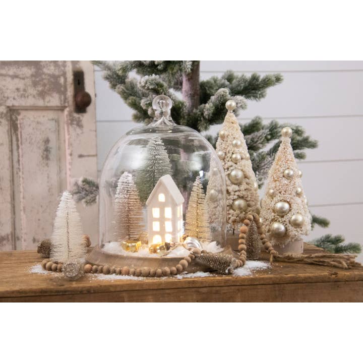Audrey's Home & Gift - Wholesale Decorative Tabletop Object - Glass Cloche With Mango Wood Base (SET)