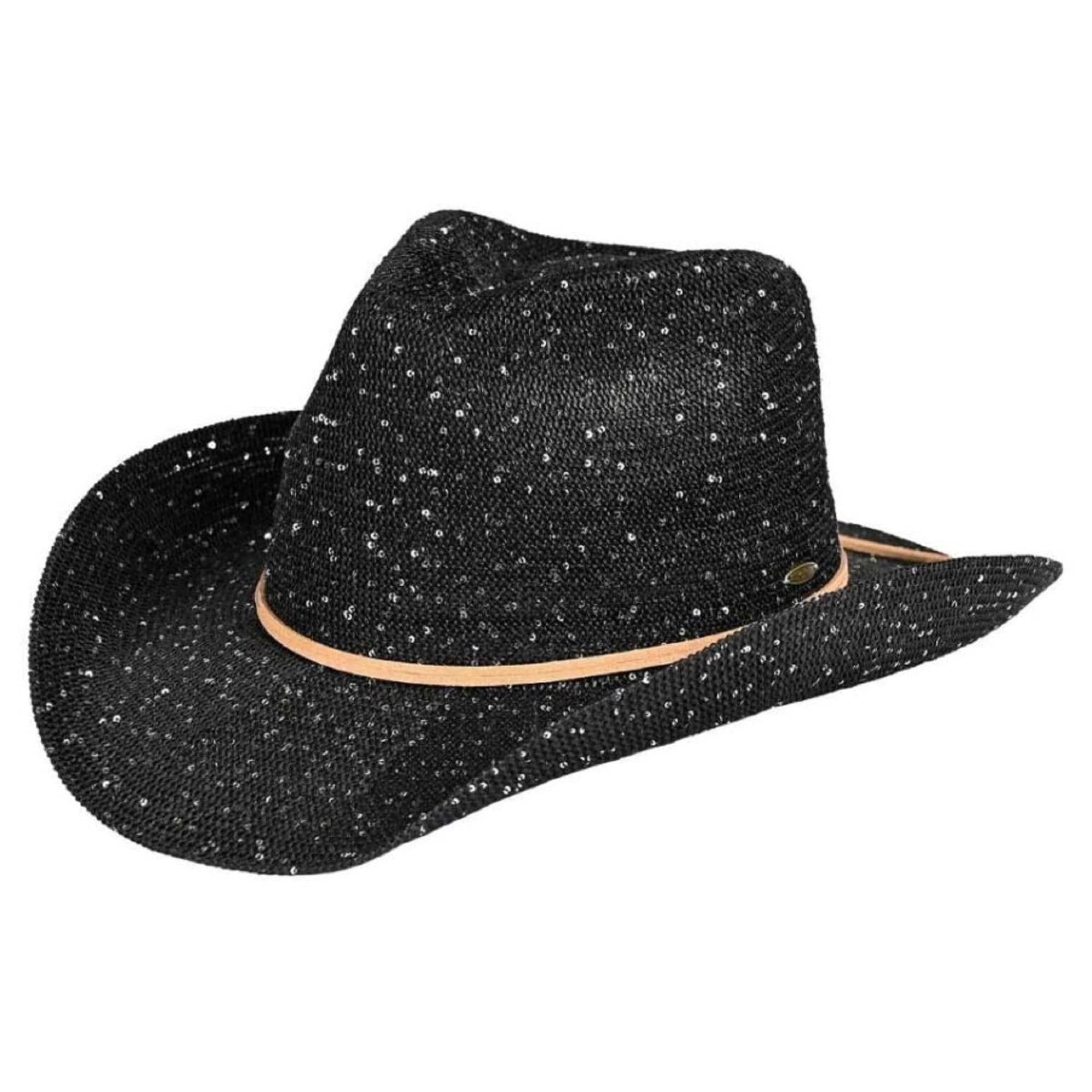 MiMi Wholesale - Wholesale Cowboy Hat - Women's - CBC03 C.C Brand Sequin detailing Cowboy hat with suede trim8