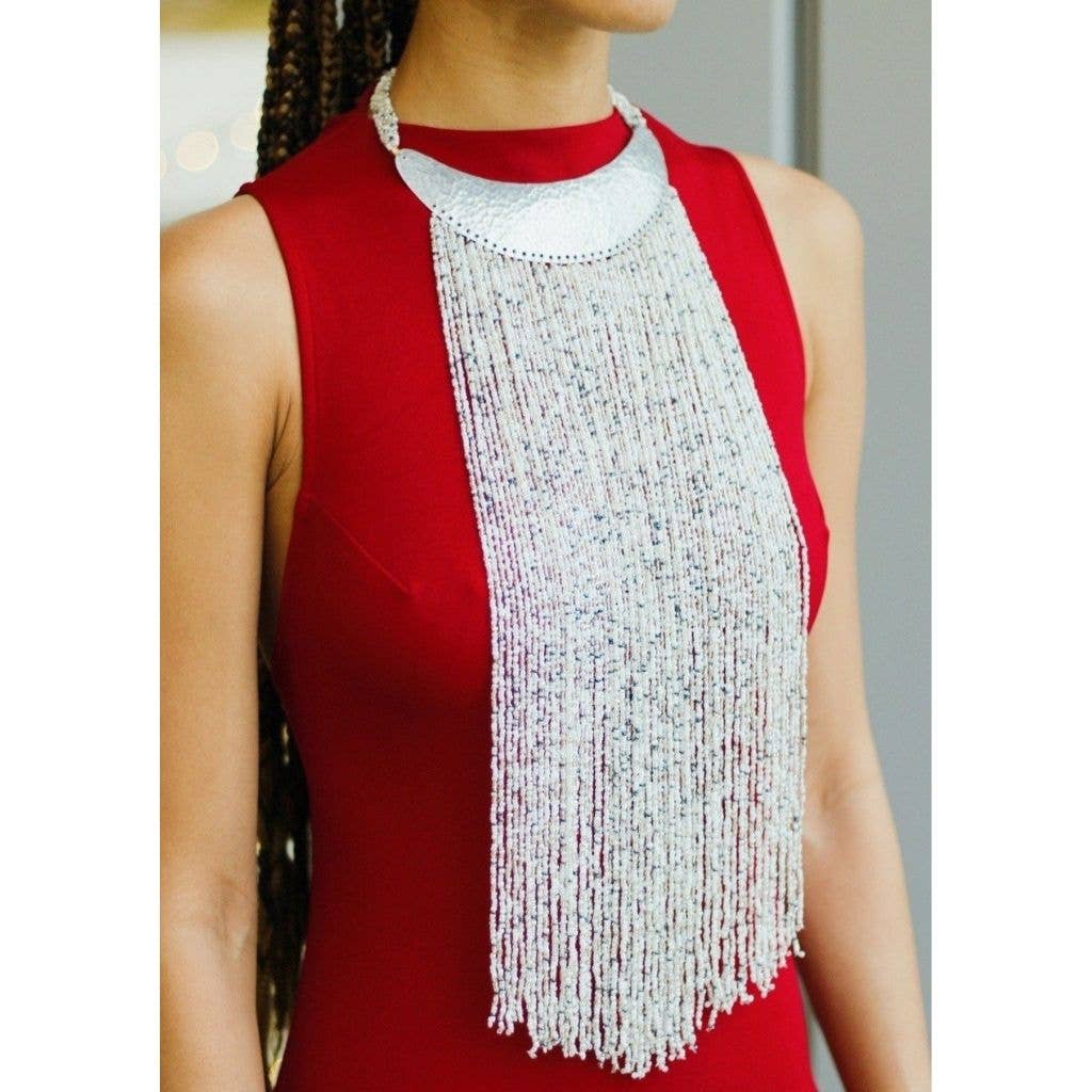 KENDI AMANI - Wholesale Beaded/Pearl Necklace - Maasai Long Beaded Statement Necklace – Handmade African Jewelry10