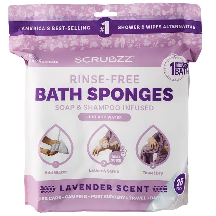 Scrubby Instant Bath - Wholesale Face & Body Wipes - Scrubzz Rinse Free Bathing Sponges - 25 Count 5