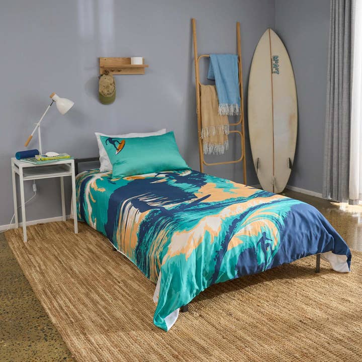 Surfing Kids Quilt Cover Set - 100% Bamboo Fibre + Surf Skills Booklet for wholesale by Jo's Dreamland