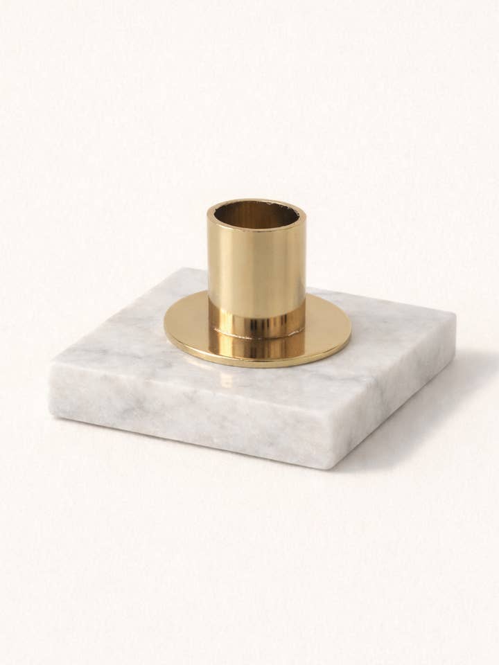 EIRA Polished Gold Taper Candle Holder for wholesale by GLO & NEST
