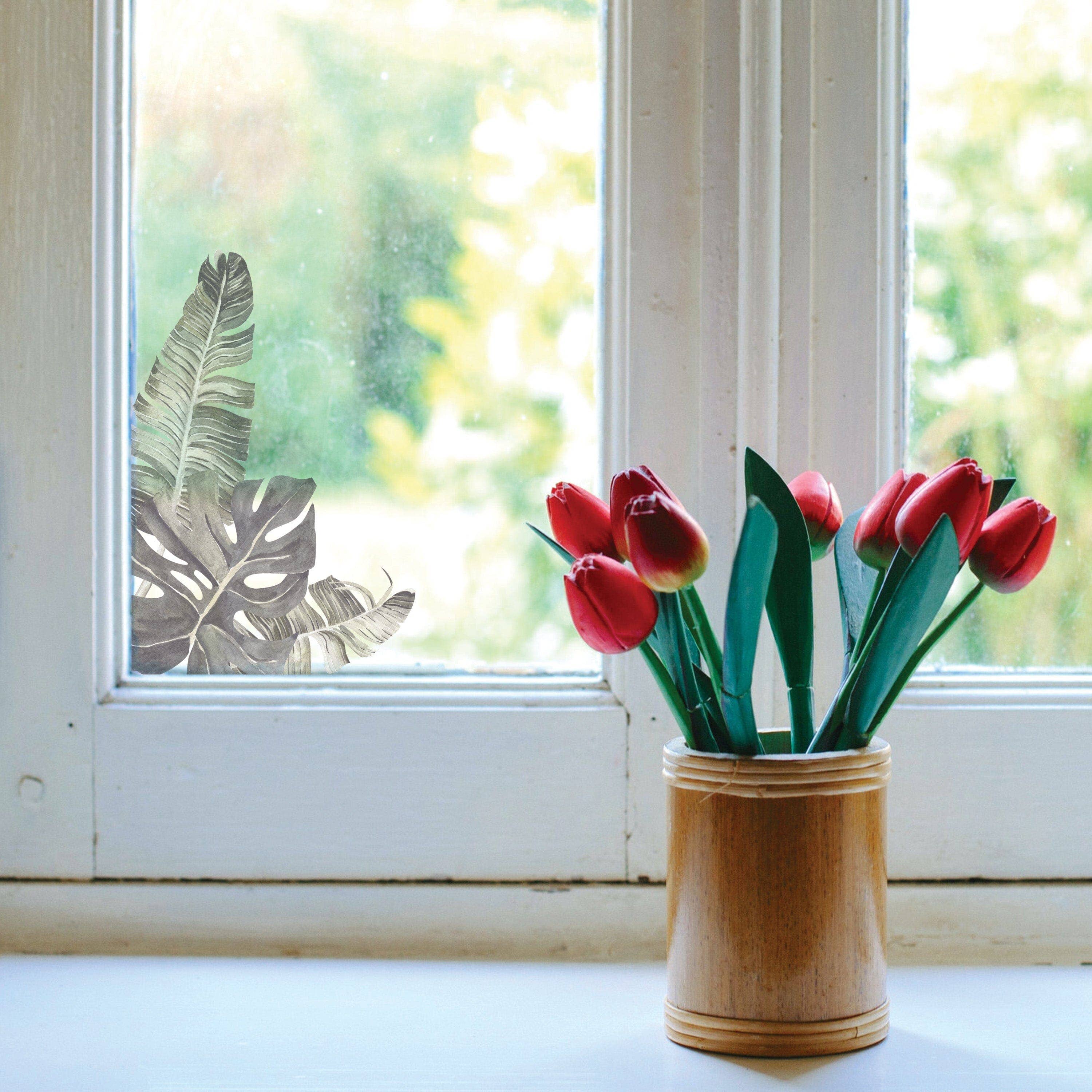 Green Tropic Leaves Window Decals for wholesale on Faire7