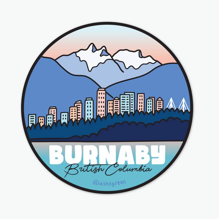 Burnaby, Colúmbia Britânica - autocolante de cidades do Canadá por atacado de Ashleigh Green Studios