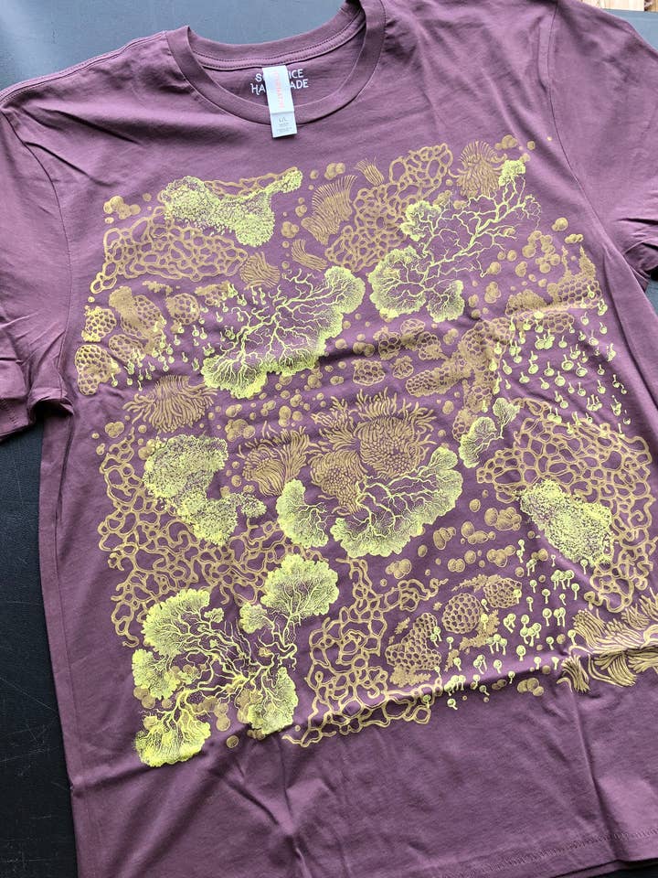 Solstice Handmade - Wholesale Screen Printed T-Shirt - Women's - Slime Mold Organic Cotton T shirt - Purple