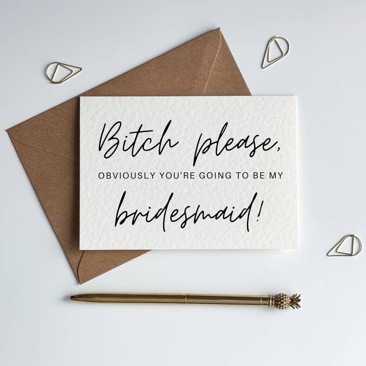 Carte de proposition de demoiselle d'honneur - Bitch Please pour la vente par Storm Creations