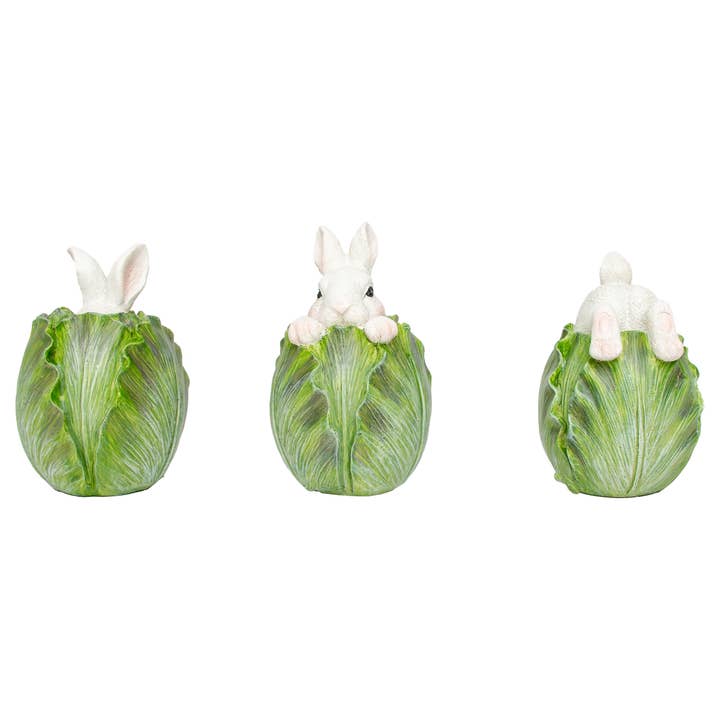Boston International - Wholesale Decorative Tabletop Object - 4" Tall Resin Hiding Easter Bunnies Set of 3