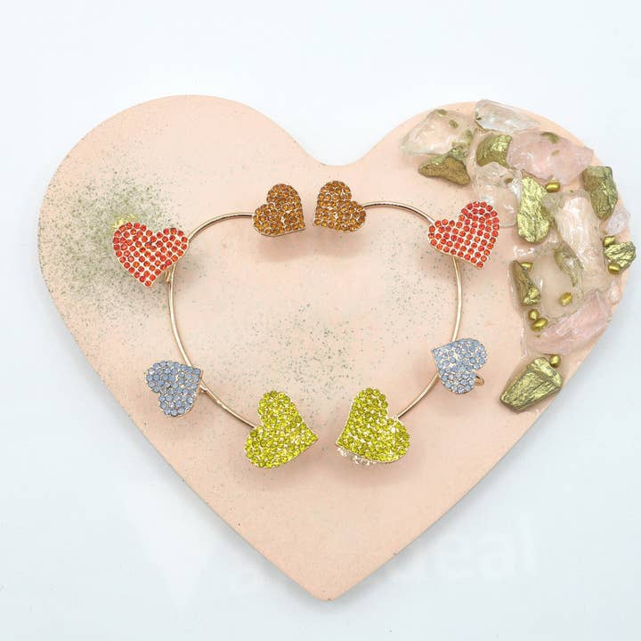 QUERIDA ~ EARCUFF mono orecchino con cuori in cubic zirconia for wholesale by Daemon srls