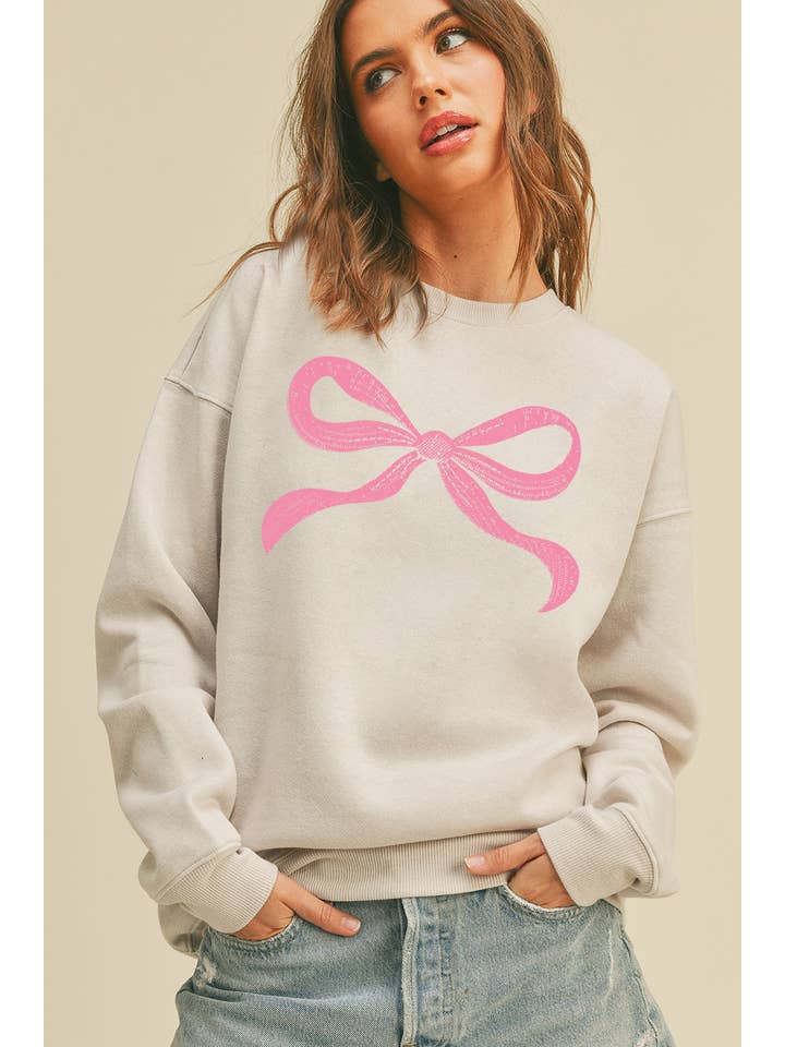 Honestee - Venta al por mayor Sudadera estampada - Mujer - Sudadera gráfica de manga larga con lazo5