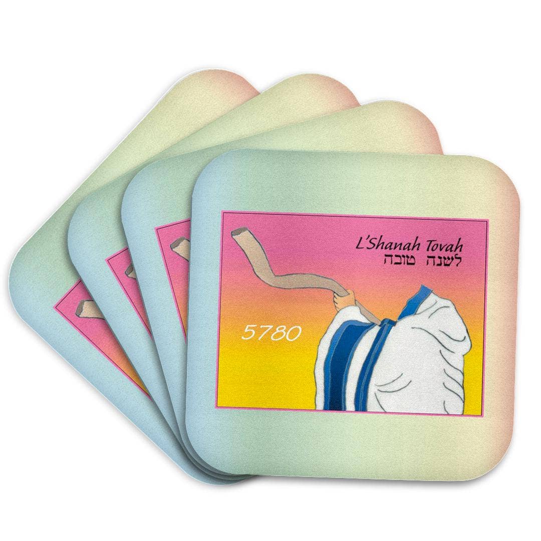 3dRose - Wholesale Coasters - 3dRose, Image of Shofar Being Blown With Hebrew L Shana Tova And Year, Coaster7